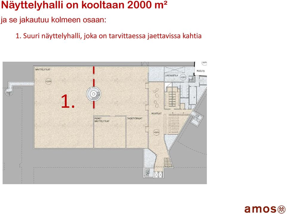 1. Suuri näyttelyhalli, joka on