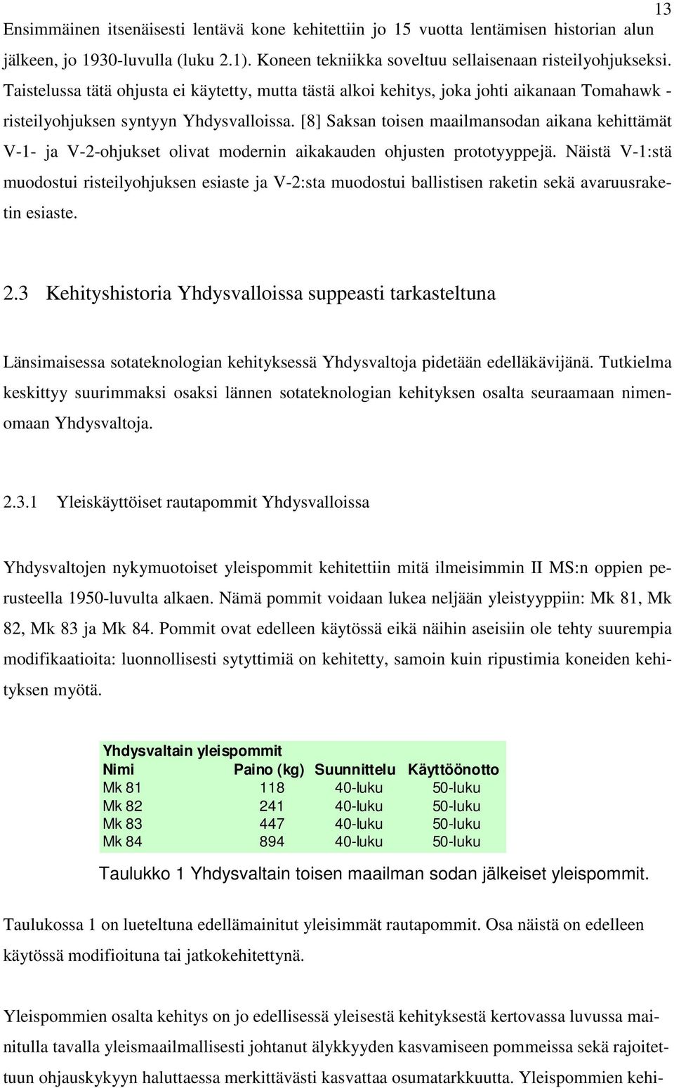[8] Saksan toisen maailmansodan aikana kehittämät V-1- ja V-2-ohjukset olivat modernin aikakauden ohjusten prototyyppejä.