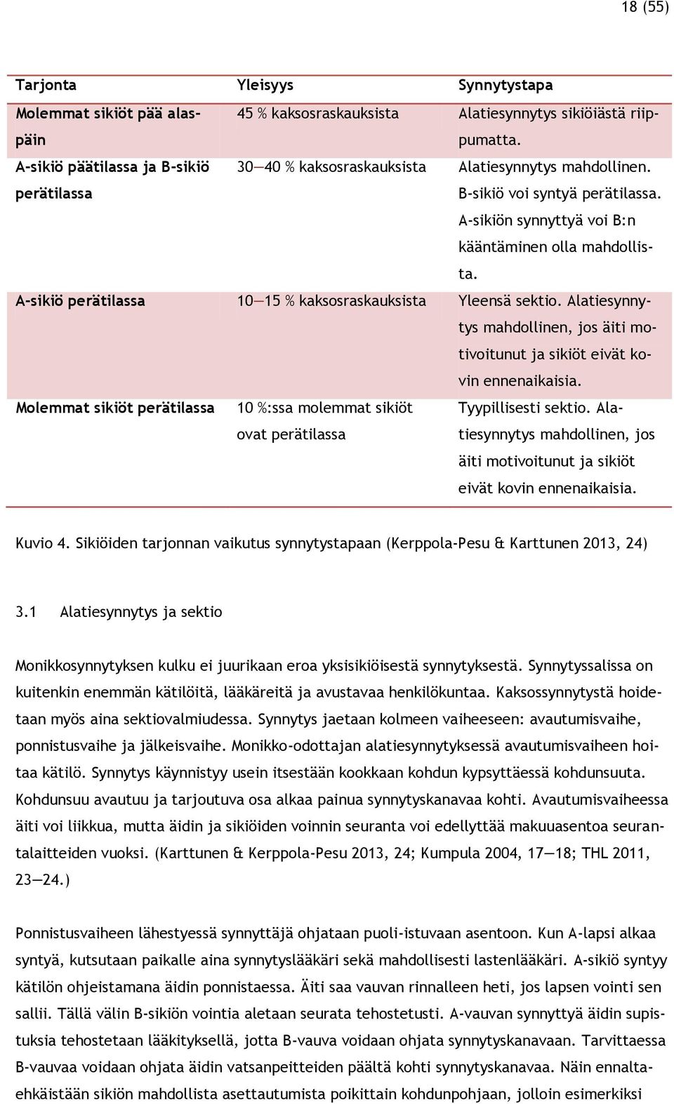 A-sikiö perätilassa 10 15 % kaksosraskauksista Yleensä sektio. Alatiesynnytys mahdollinen, jos äiti motivoitunut ja sikiöt eivät kovin ennenaikaisia.