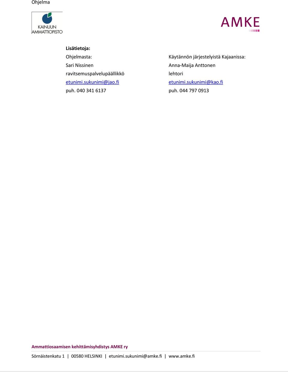 ravitsemuspalvelupäällikkö lehtori etunimi.