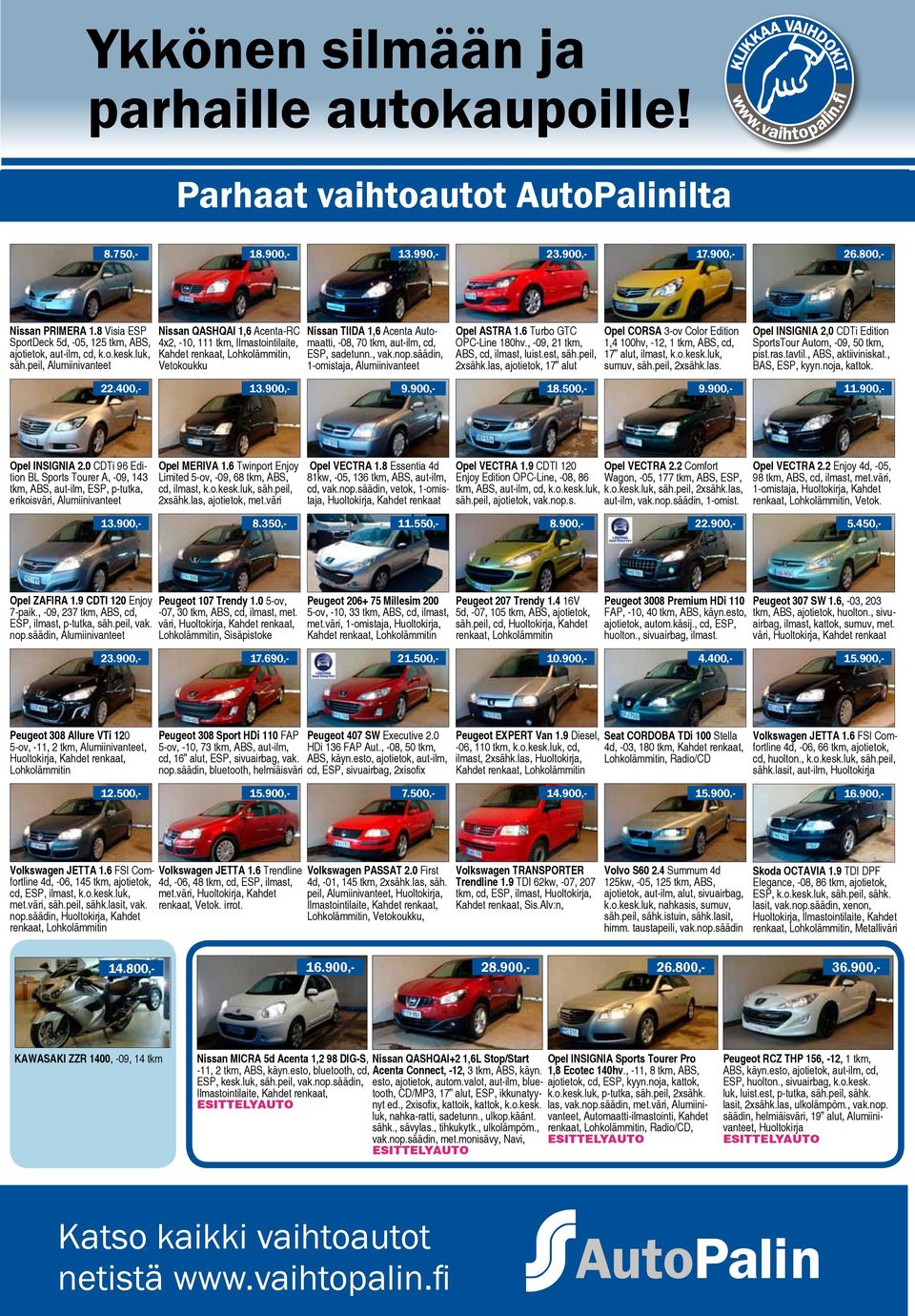 peil, Alumiinivanteet Nissan QASHQAI 1,6 Acenta-RC 4x2, -10, 111 tkm, Ilmastointilaite, Kahdet renkaat, Lohkolämmitin, Vetokoukku Nissan TIIDA 1,6 Acenta Automaatti, -08, 70 tkm, aut-ilm, cd, ESP,
