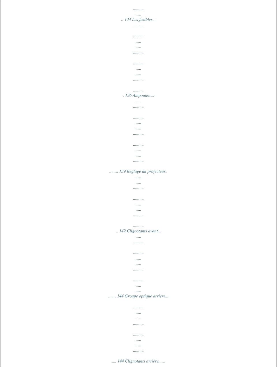... 142 Clignotants avant.