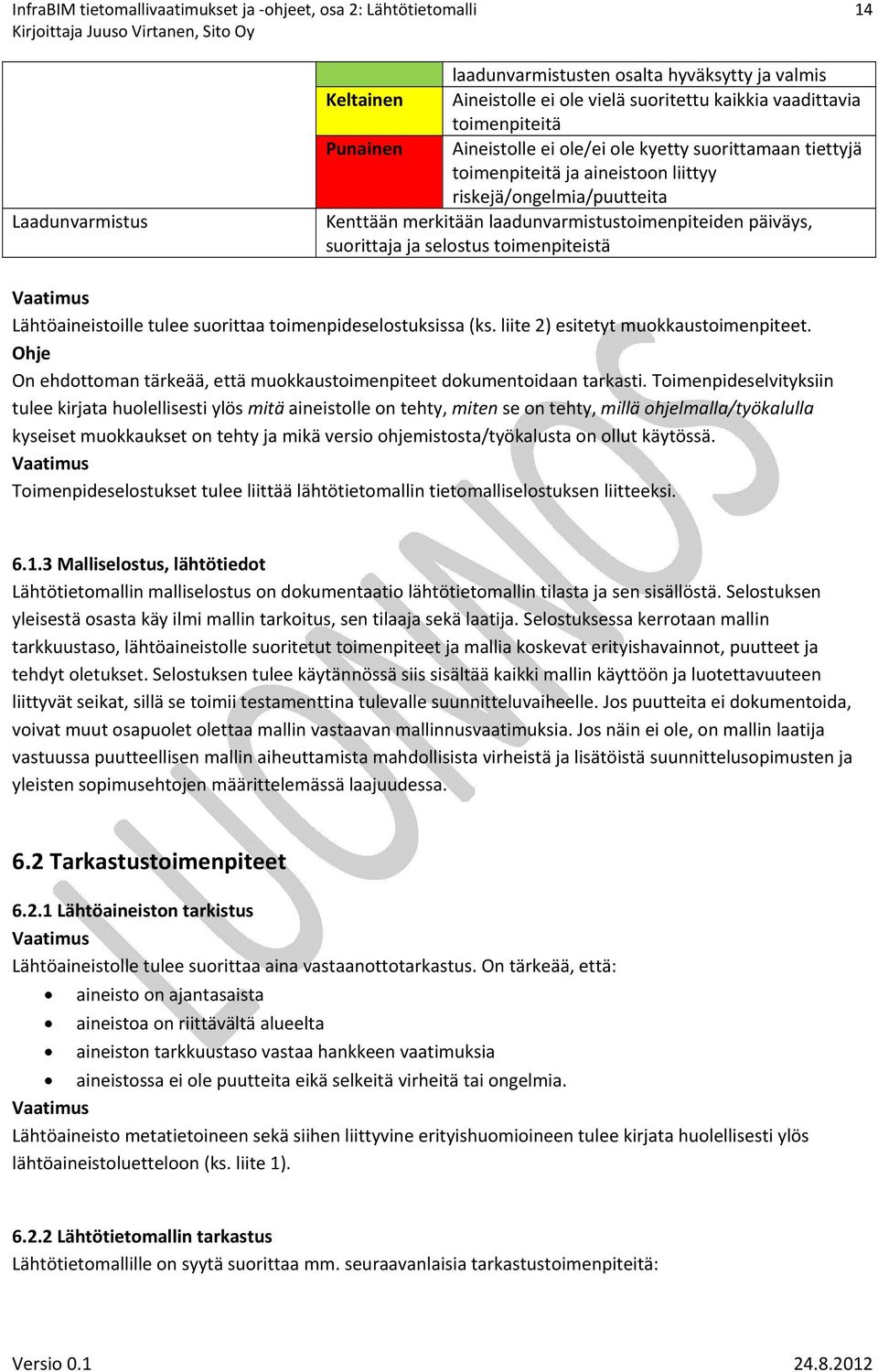 suorittaja ja selostus toimenpiteistä Lähtöaineistoille tulee suorittaa toimenpideselostuksissa (ks. liite 2) esitetyt muokkaustoimenpiteet.