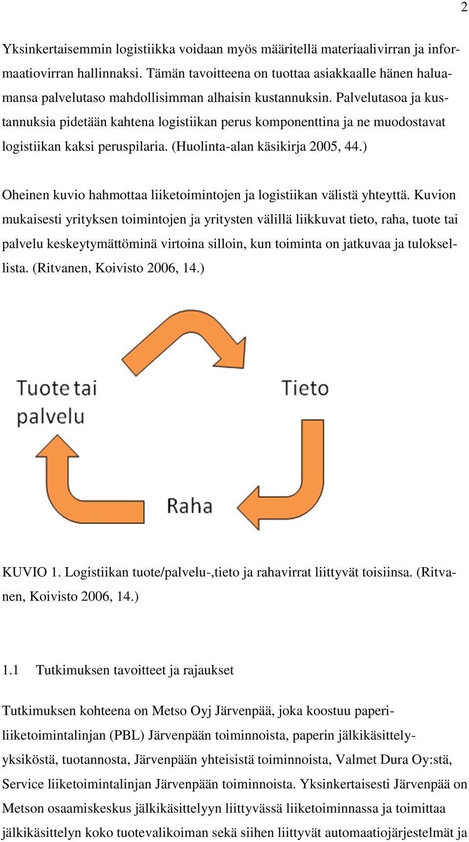 Palvelutasoa ja kustannuksia pidetään kahtena logistiikan perus komponenttina ja ne muodostavat logistiikan kaksi peruspilaria. (Huolinta-alan käsikirja 2005, 44.