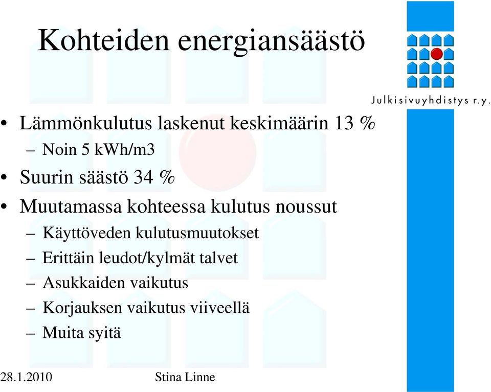 noussut Käyttöveden kulutusmuutokset Erittäin leudot/kylmät