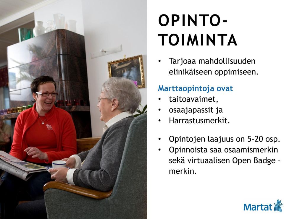 Marttaopintoja ovat taitoavaimet, osaajapassit ja