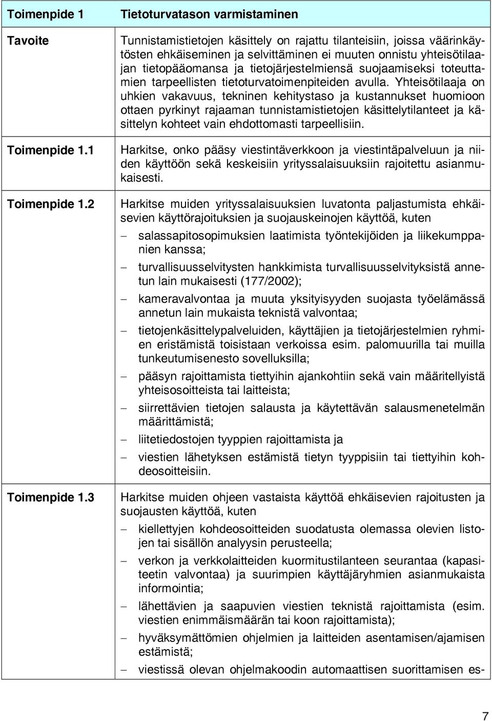 tietojärjestelmiensä suojaamiseksi toteuttamien tarpeellisten tietoturvatoimenpiteiden avulla.