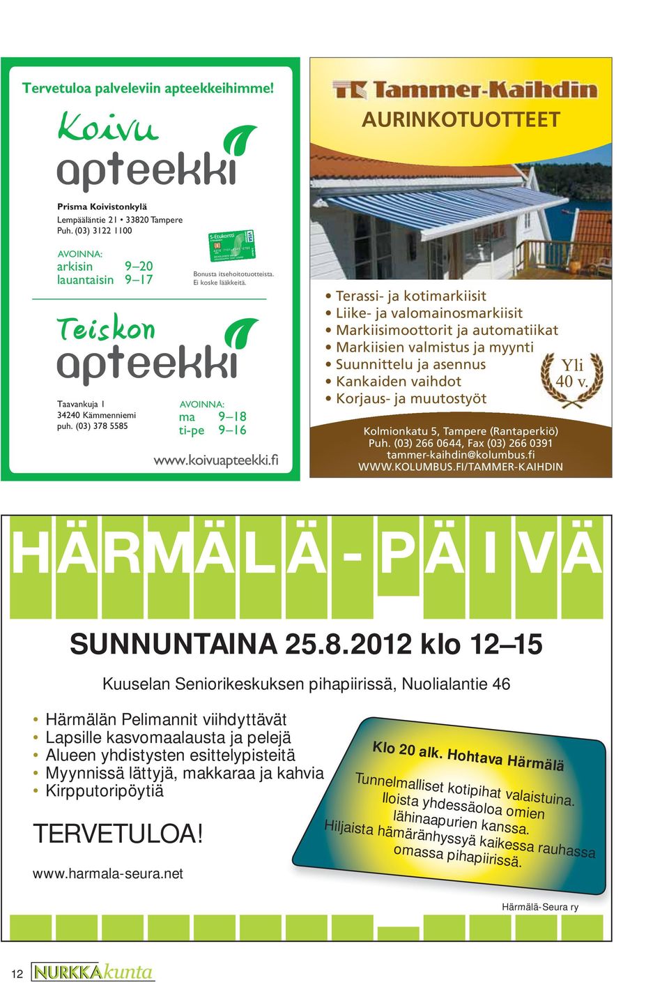 koivuapteekki.fi SUNNUNTAINA 25.8.