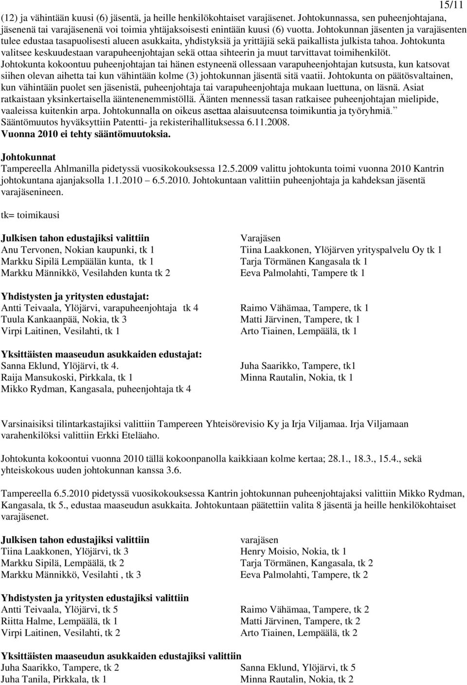 Johtokunta valitsee keskuudestaan varapuheenjohtajan sekä ottaa sihteerin ja muut tarvittavat toimihenkilöt.