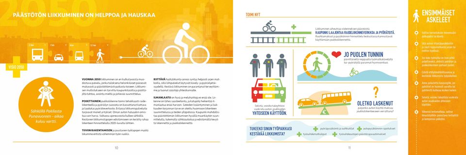 VISIO 2050 JO PUOLEN TUNNIN päivittäisellä reippaalla työmatkakävelyllä tai -pyöräilyllä parannat hyvinvointiasi. Sähköllä Pakilasta Punavuoreen - aikaa kuluu vartti.