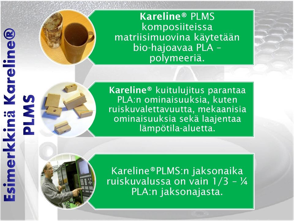 Kareline kuitulujitus parantaa PLA:n ominaisuuksia, kuten