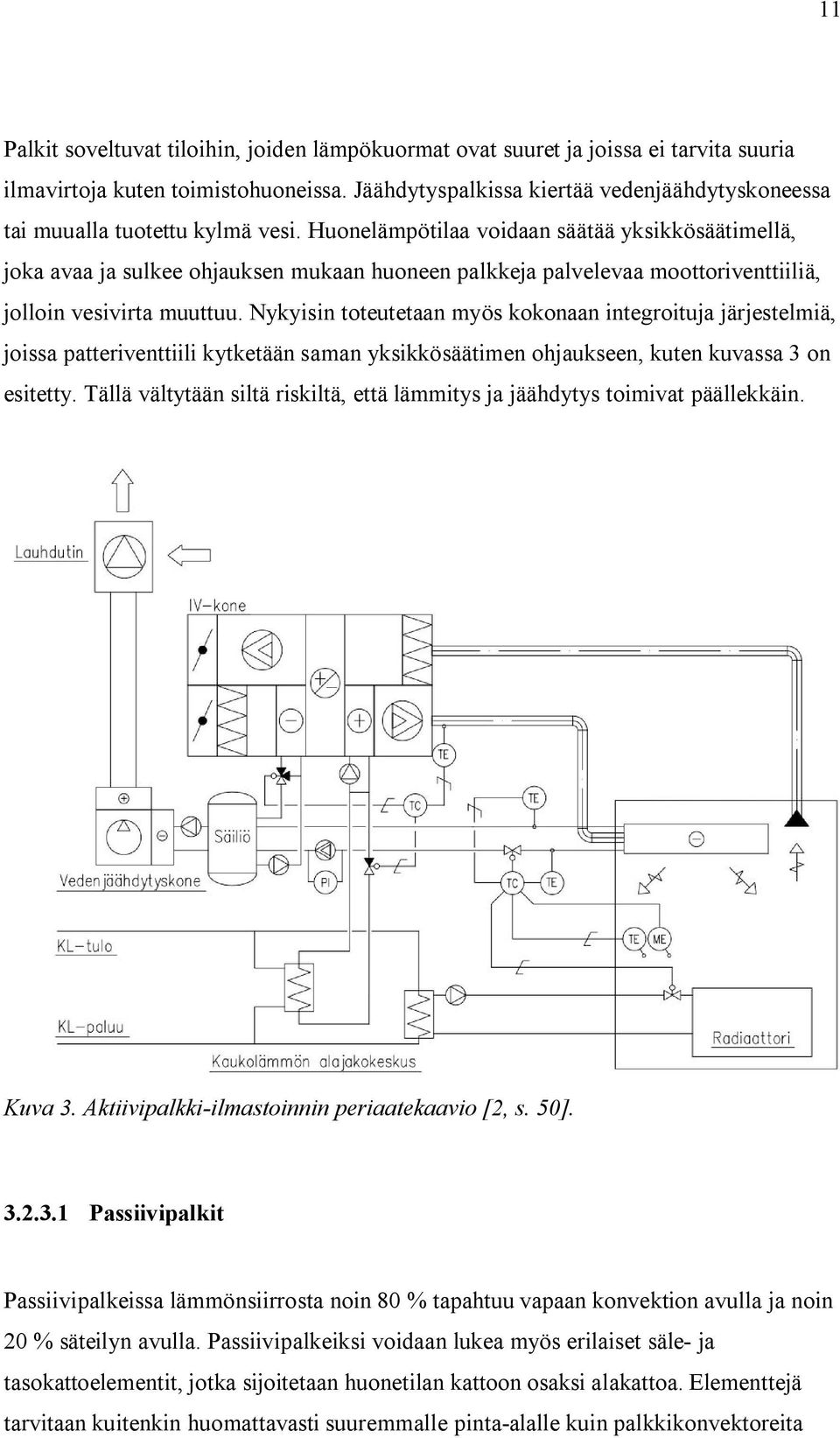 Huonelämpötilaa voidaan säätää yksikkösäätimellä, joka avaa ja sulkee ohjauksen mukaan huoneen palkkeja palvelevaa moottoriventtiiliä, jolloin vesivirta muuttuu.