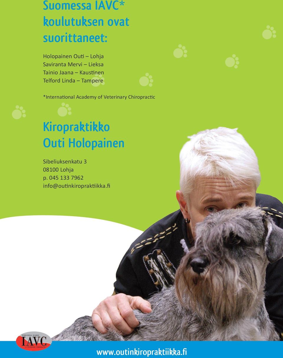 Veterinary Chiropractic Kiropraktikko Outi Holopainen Sibeliuksenkatu 3 08100 Lohja