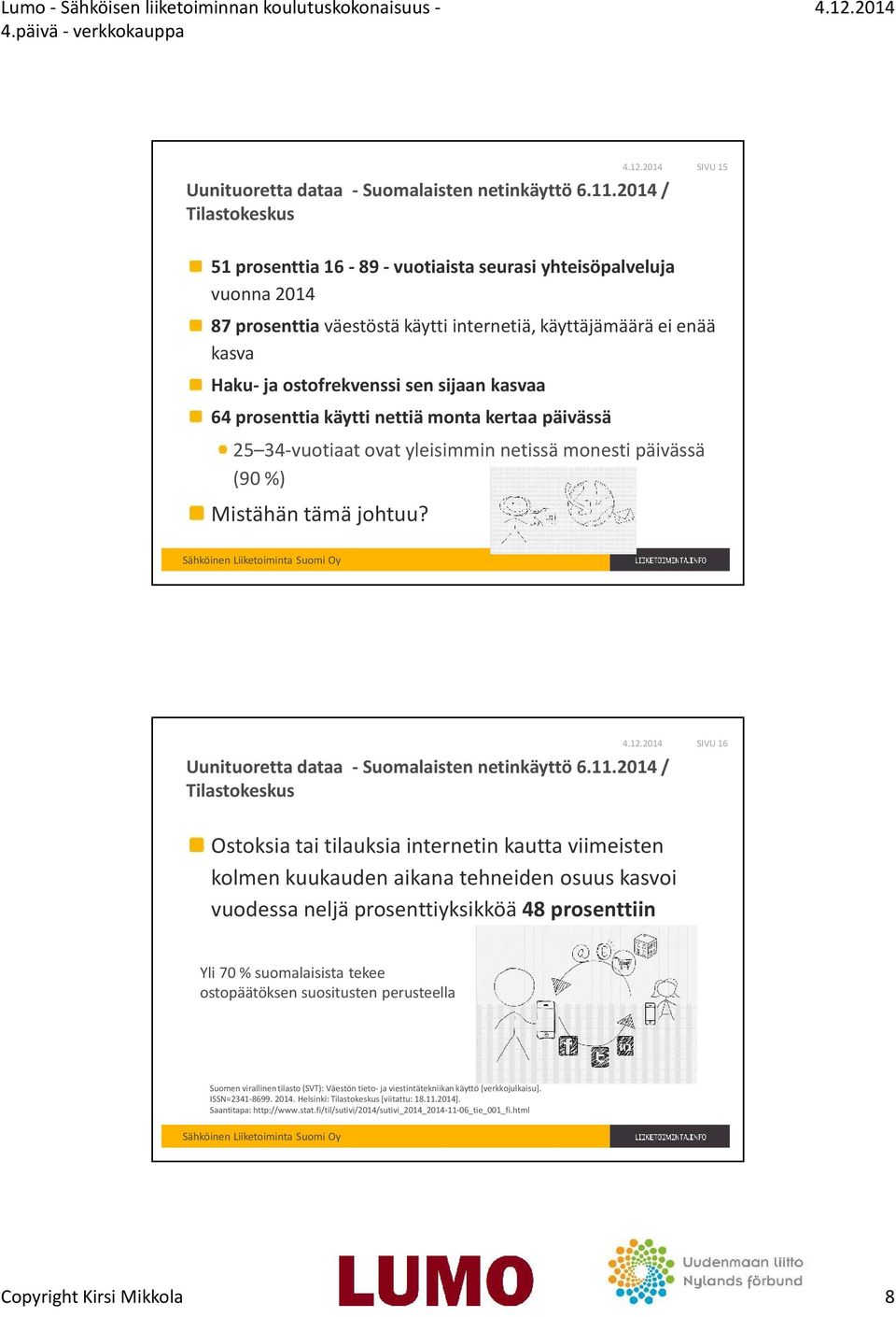 sijaan kasvaa 64 prosenttia käytti nettiä monta kertaa päivässä 25 34-vuotiaat ovat yleisimmin netissä monesti päivässä (90 %) Mistähän tämä johtuu?