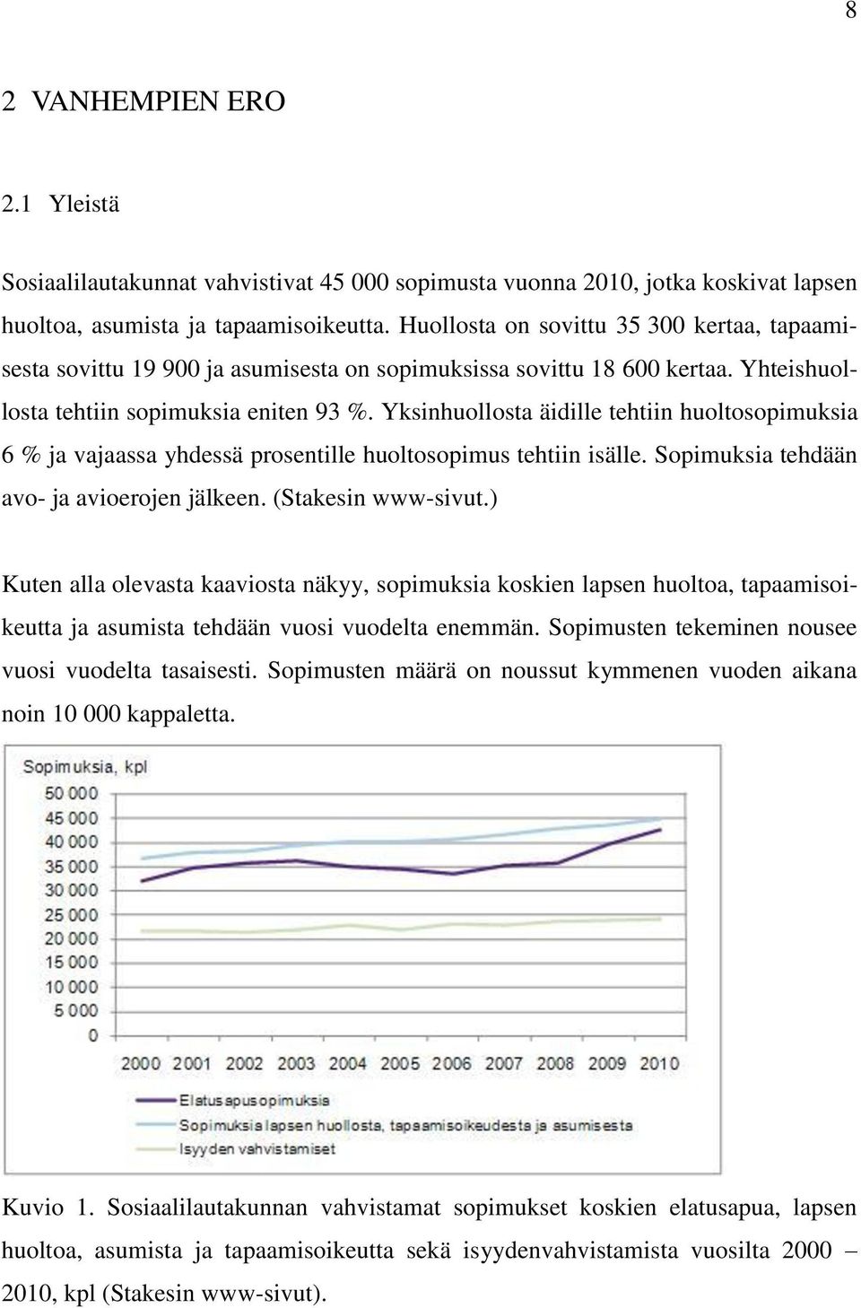 Yksinhuollosta äidille tehtiin huoltosopimuksia 6 % ja vajaassa yhdessä prosentille huoltosopimus tehtiin isälle. Sopimuksia tehdään avo- ja avioerojen jälkeen. (Stakesin www-sivut.