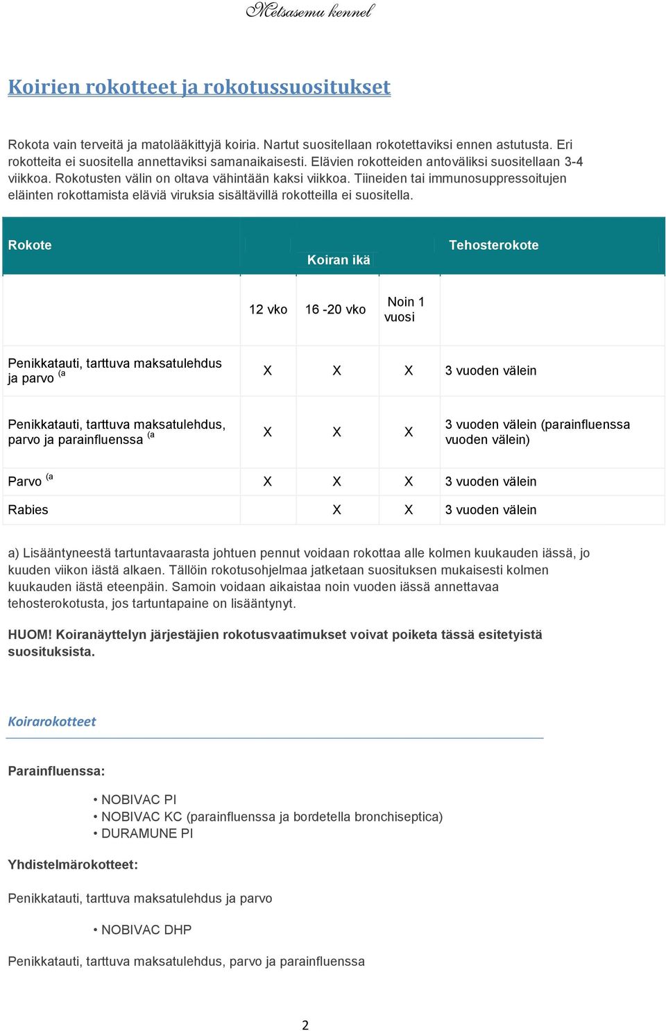 Tiineiden tai immunosuppressoitujen eläinten rokottamista eläviä viruksia sisältävillä rokotteilla ei suositella.