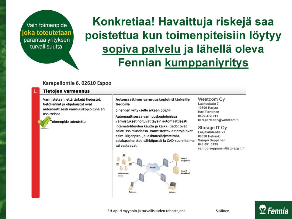 Karapellontie 6, 02610 Espoo Westcom Oy Laaksokatu 7 10300 Karjaa Kari Partanen 0400-472 911 kari.partanen@westcom.