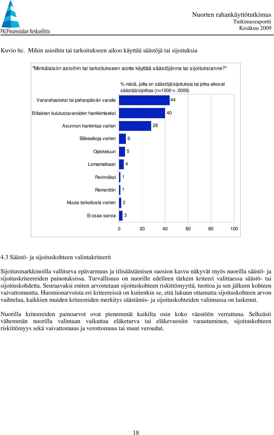 ) Vararahastoksi tai pahanpäivän varalle Erilaisten kulutustavaroiden hankkimiseksi Asunnon hankintaa varten Eläkeaikoja varten Opiskeluun Lomamatkaan Perinnöksi Remonttiin Muuta tarkoitusta varten