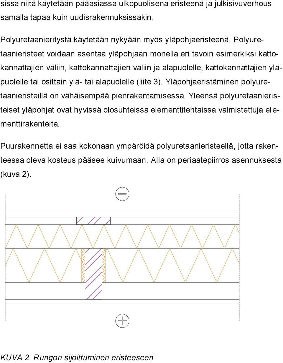 alapuolelle (liite 3). Yläpohjaeristäminen polyuretaanieristeillä on vähäisempää pienrakentamisessa.