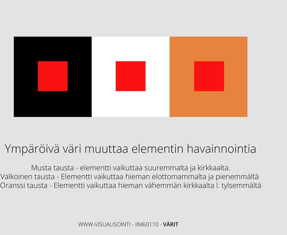 Valkoinen tausta - Elementti vaikuttaa hieman elottomammalta ja