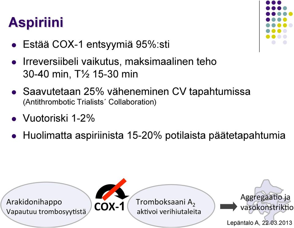 Collaboration) l Vuotoriski 1-2% VMOi e l Huolimatta aspiriinista 15-20% potilaista