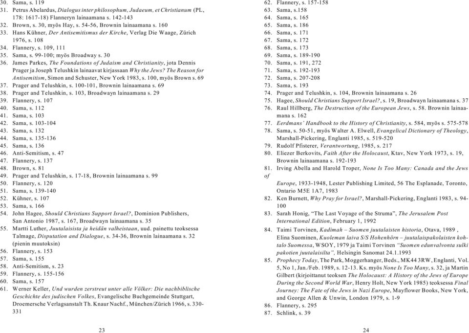 James Parkes, The Foundations of Judaism and Christianity, jota Dennis Prager ja Joseph Telushkin lainaavat kirjassaan Why the Jews? The Reason for Antisemitism, Simon and Schuster, New York 1983, s.