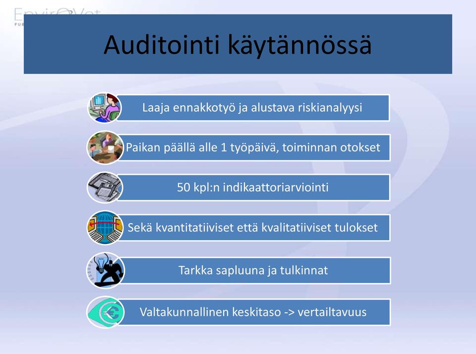 indikaattoriarviointi Sekä kvantitatiiviset että kvalitatiiviset