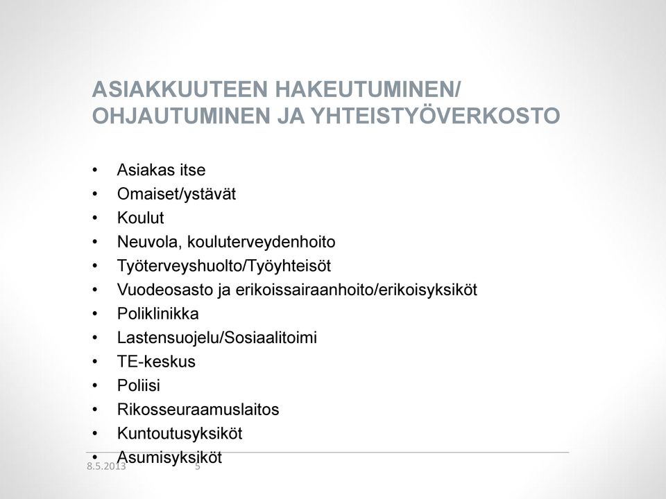 Vuodeosasto ja erikoissairaanhoito/erikoisyksiköt Poliklinikka