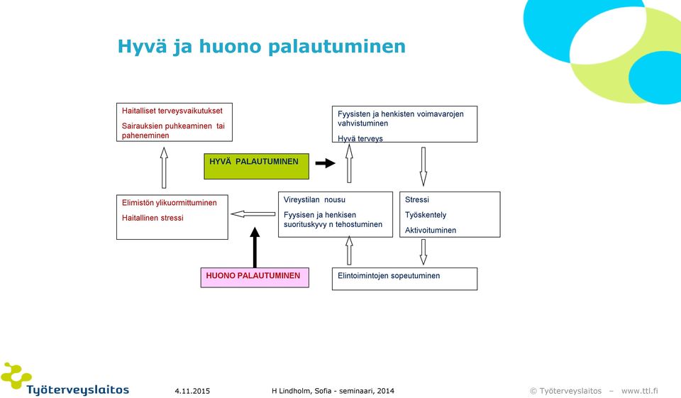 ylikuormittuminen Haitallinen stressi Vireystilan nousu Fyysisen ja henkisen suorituskyvy n tehostuminen