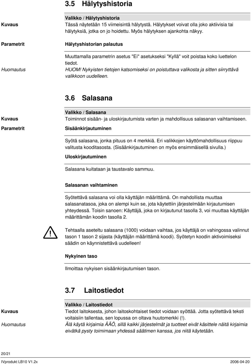 Nykyisten tietojen katsomiseksi on poistuttava valikosta ja sitten siirryttävä valikkoon uudelleen. 3.