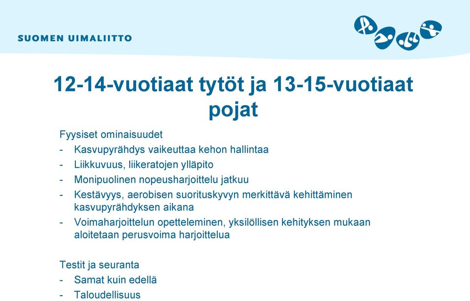 aerobisen suorituskyvyn merkittävä kehittäminen kasvupyrähdyksen aikana - Voimaharjoittelun opetteleminen,