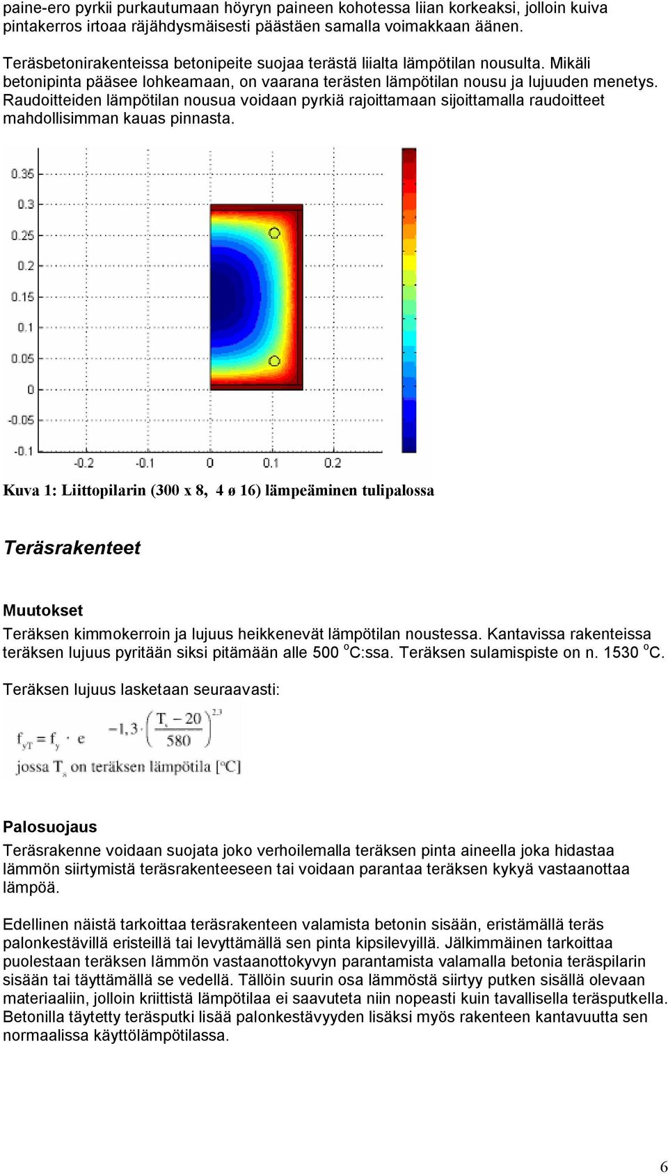 Raudoitteiden lämpötilan nousua voidaan pyrkiä rajoittamaan sijoittamalla raudoitteet mahdollisimman kauas pinnasta.
