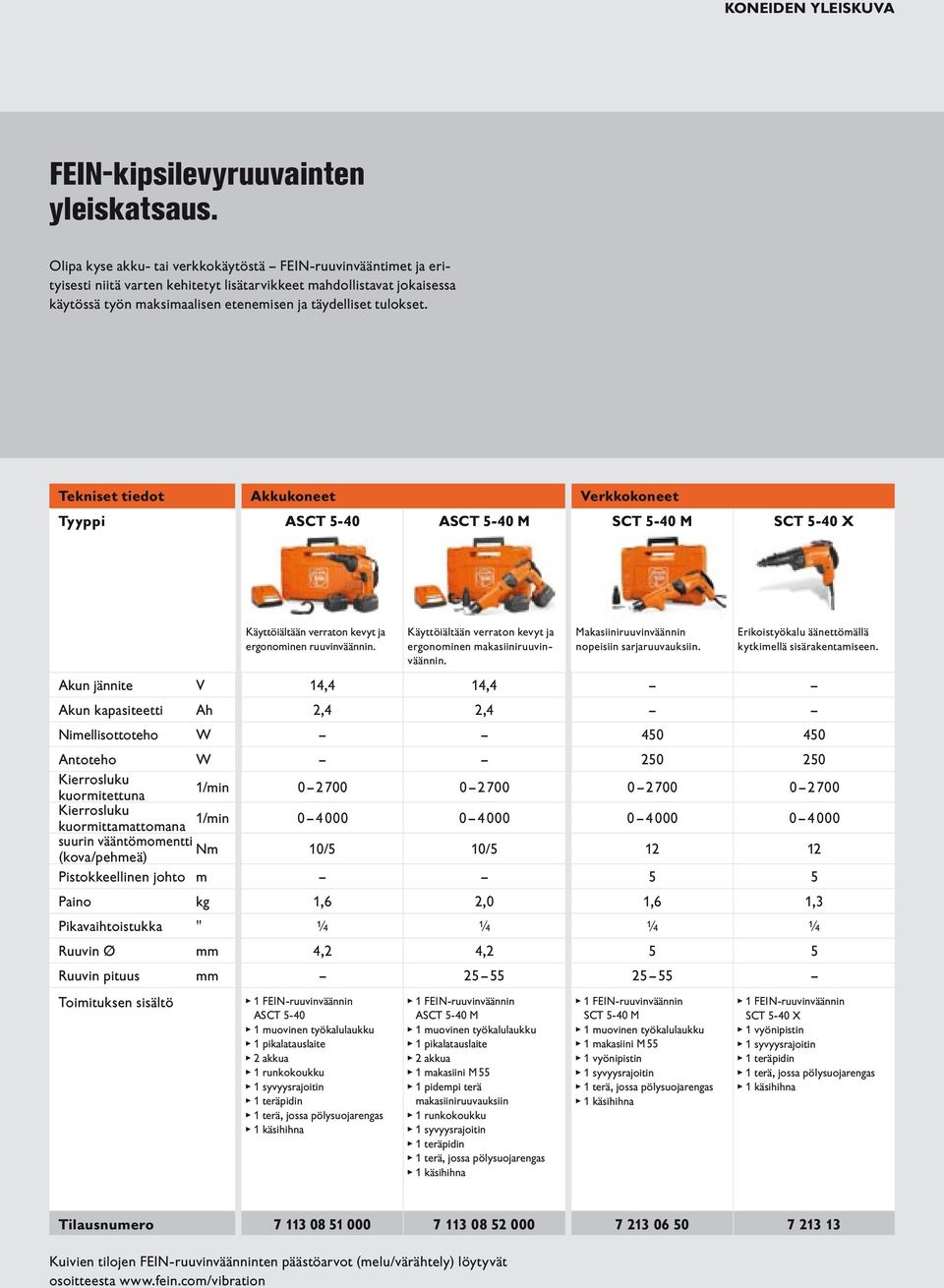 Tekniset tiedot Akkukoneet Verkkokoneet Tyyppi ASCT 5-40 ASCT 5-40 M SCT 5-40 M SCT 5-40 X Käyttöiältään verraton kevyt ja ergonominen ruuvinväännin.