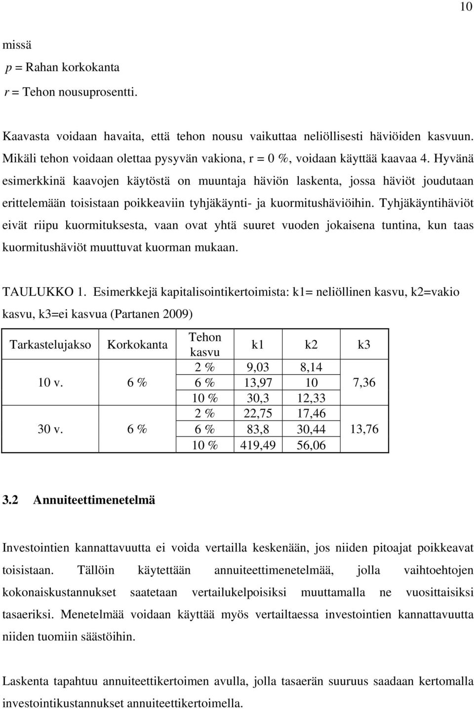 Hyvänä esimerkkinä kaavojen käytöstä on muuntaja häviön laskenta, jossa häviöt joudutaan erittelemään toisistaan poikkeaviin tyhjäkäynti- ja kuormitushäviöihin.