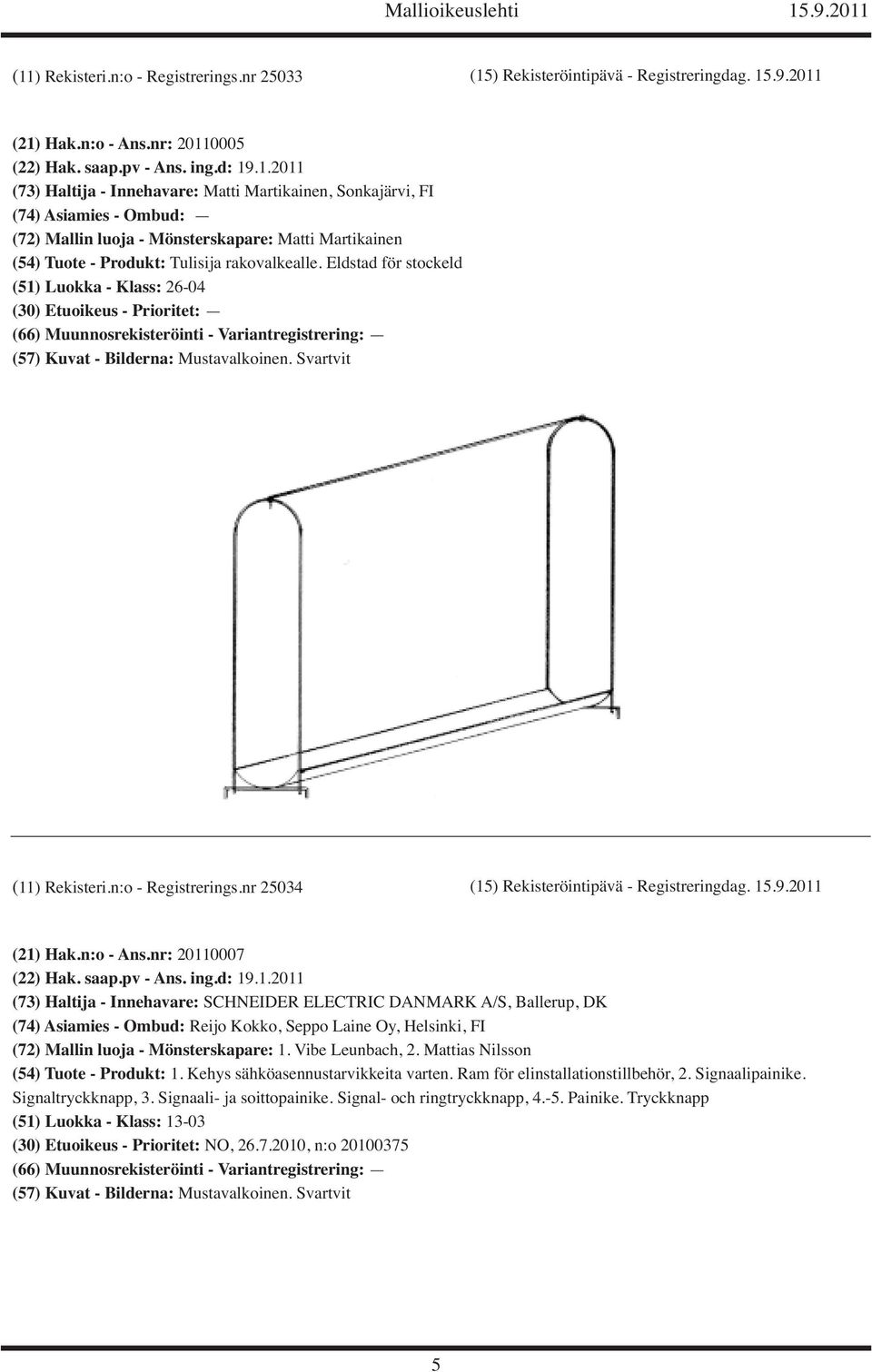 ing.d: 19.1.2011 (73) Haltija - Innehavare: SCHNEIDER ELECTRIC DANMARK A/S, Ballerup, DK (74) Asiamies - Ombud: Reijo Kokko, Seppo Laine Oy, Helsinki, FI (72) Mallin luoja - Mönsterskapare: 1.