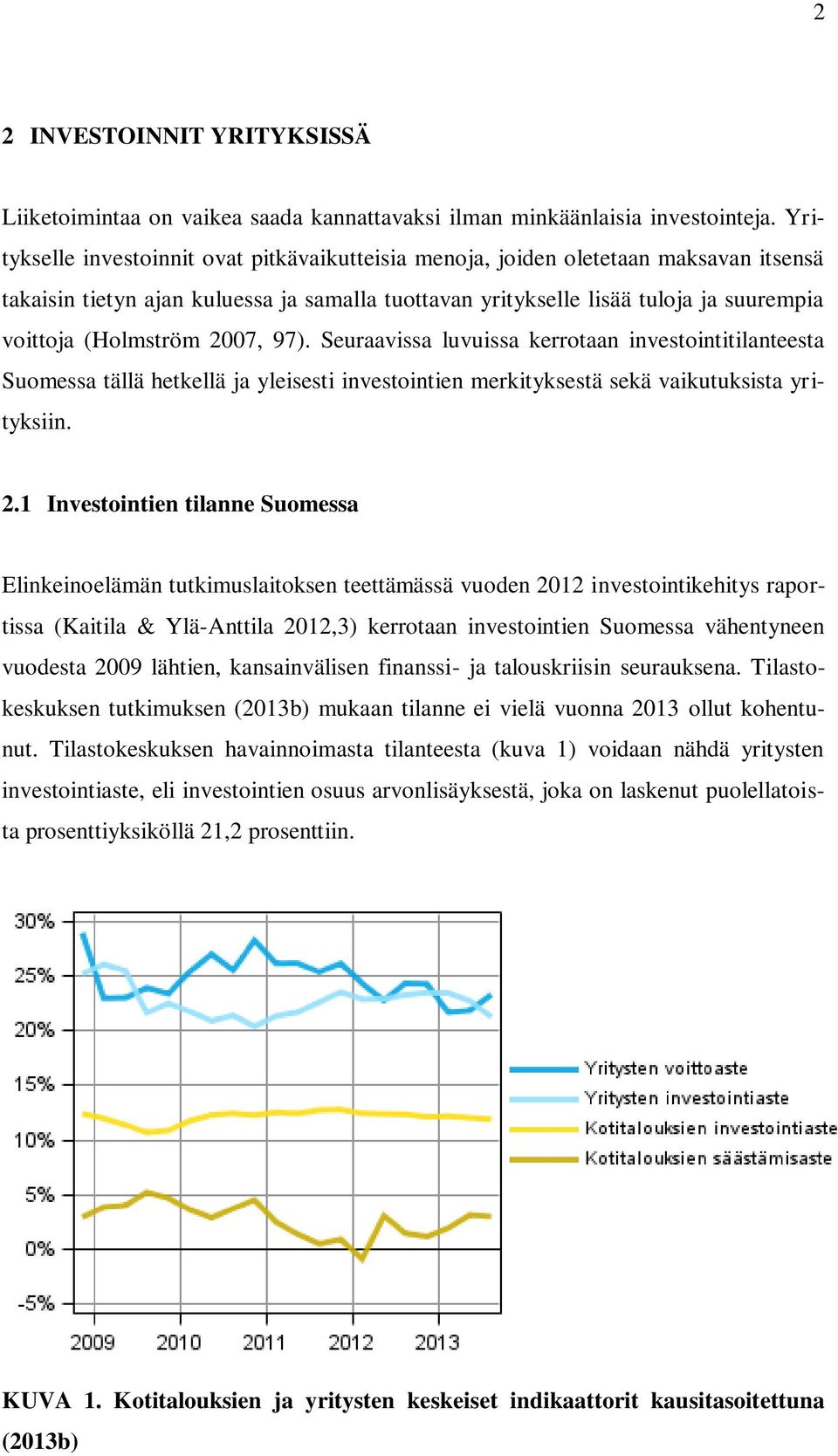 2007, 97). Seuraavissa luvuissa kerrotaan investointitilanteesta Suomessa tällä hetkellä ja yleisesti investointien merkityksestä sekä vaikutuksista yrityksiin. 2.