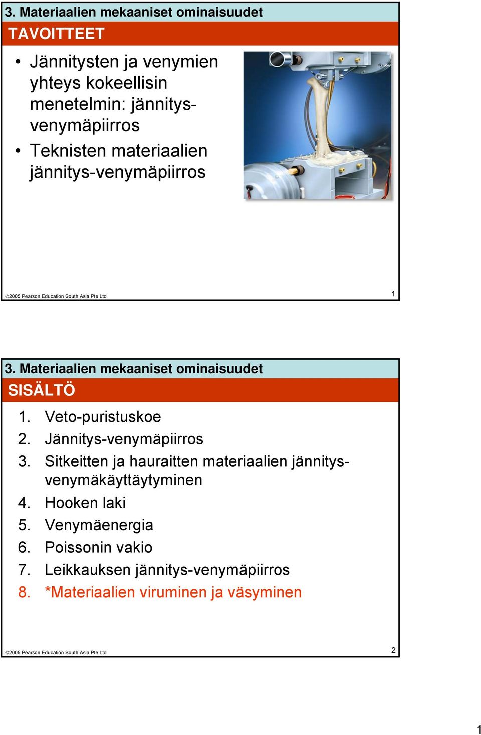 Sitkeitten ja hauraitten materiaalien jännitysvenymäkäyttäytyminen 4. Hooken laki 5.