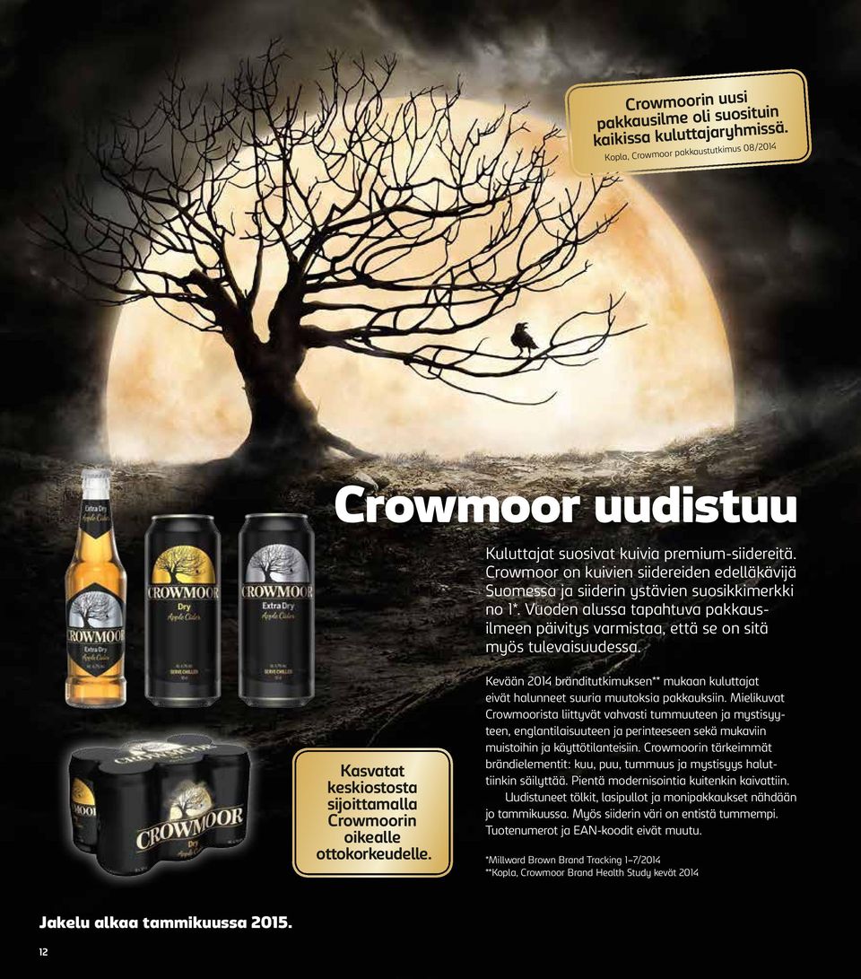 Kasvatat keskiostosta sijoittamalla Crowmoorin oikealle ottokorkeudelle. Kevään 2014 bränditutkimuksen** mukaan kuluttajat eivät halunneet suuria muutoksia pakkauksiin.