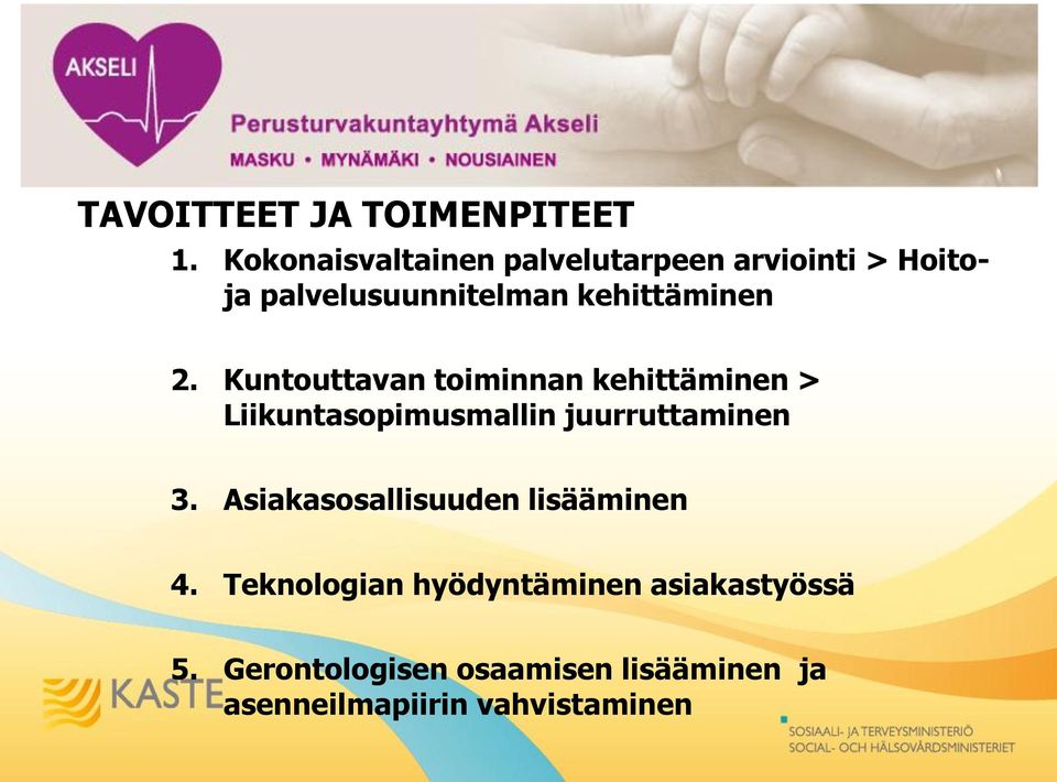 2. Kuntouttavan toiminnan kehittäminen > Liikuntasopimusmallin juurruttaminen 3.