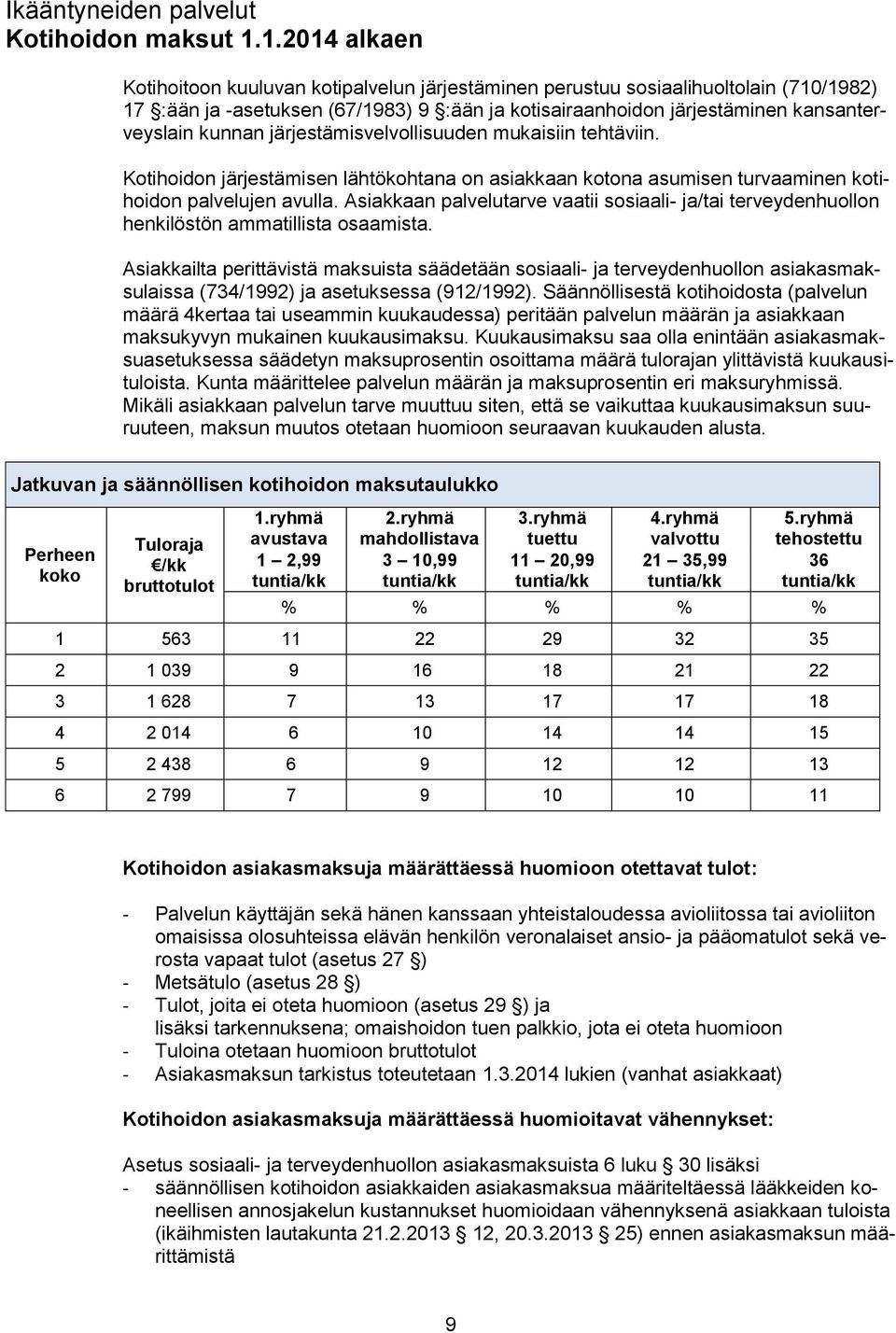 järjestämisvelvollisuuden mukaisiin tehtäviin. Kotihoidon järjestämisen lähtökohtana on asiakkaan kotona asumisen turvaaminen kotihoidon palvelujen avulla.