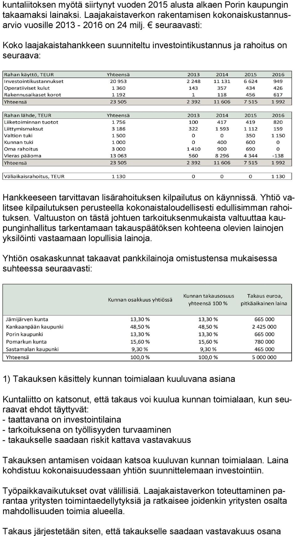 Yhtiö valit see kilpailutuksen perusteella kokonaistaloudellisesti edullisimman ra hoituk sen.