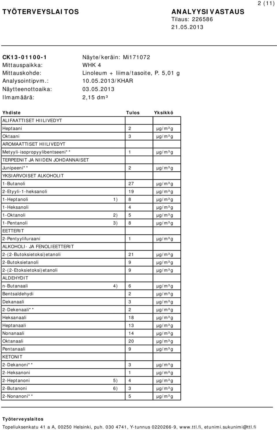 2013/KHAR Näytteenottoaika: 03.05.