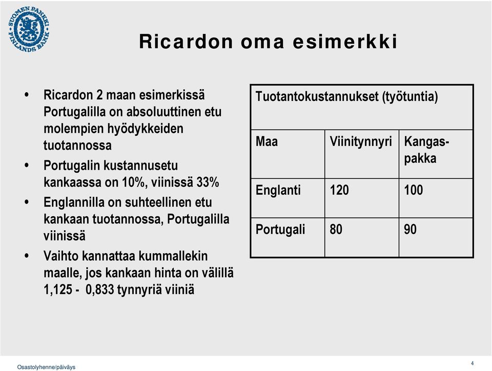 tuotannossa, Portugalilla viinissä Vaihto kannattaa kummallekin maalle, jos kankaan hinta on välillä