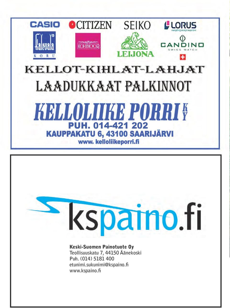 44150 Äänekoski Puh.