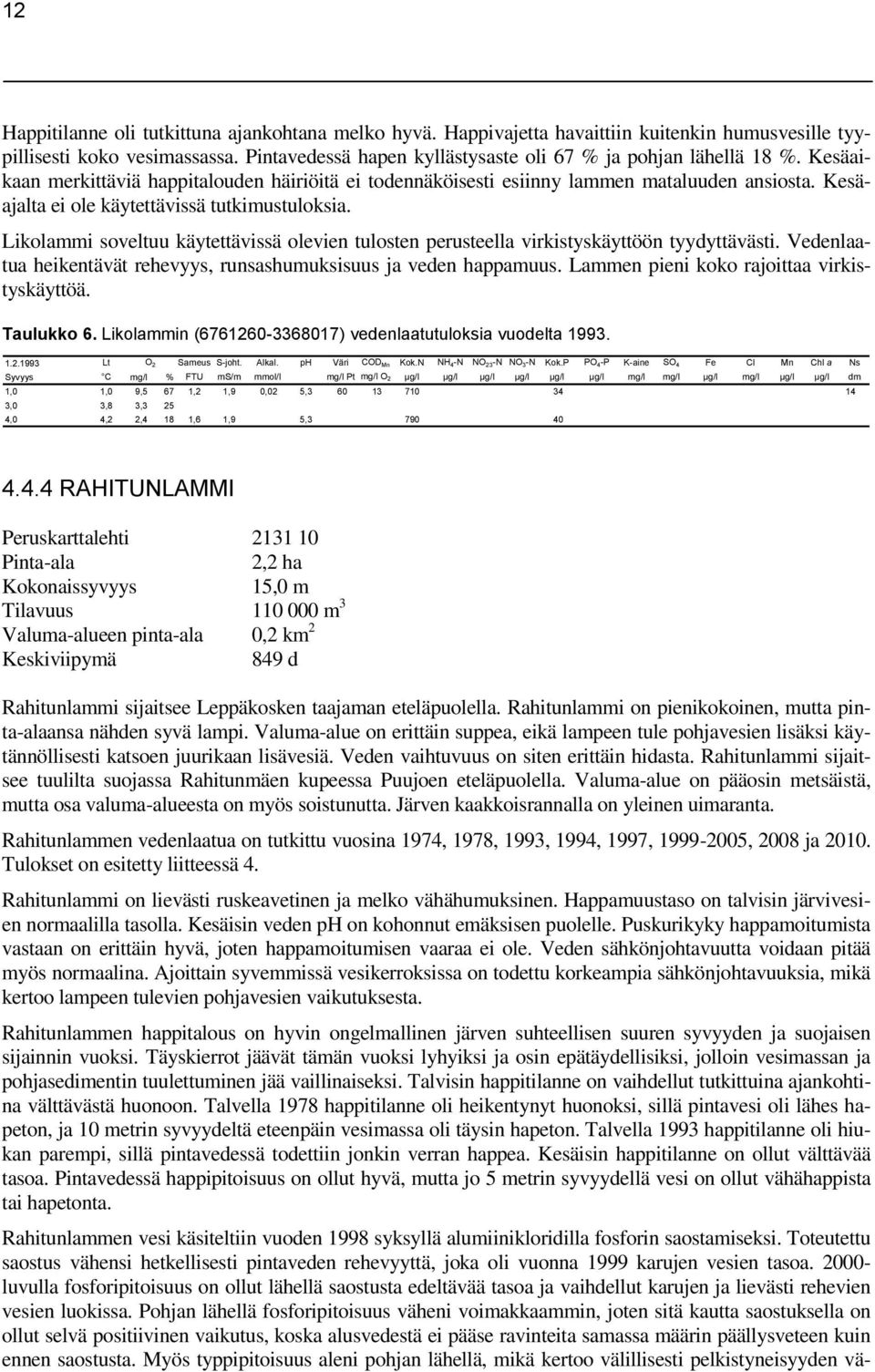 Likolammi soveltuu käytettävissä olevien tulosten perusteella virkistyskäyttöön tyydyttävästi. Vedenlaatua heikentävät rehevyys, runsashumuksisuus ja veden happamuus.