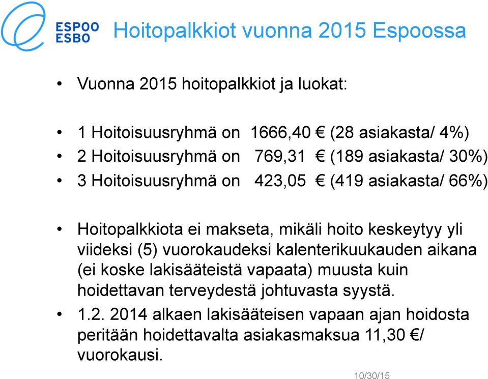 hoito keskeytyy yli viideksi (5) vuorokaudeksi kalenterikuukauden aikana (ei koske lakisääteistä vapaata) muusta kuin hoidettavan