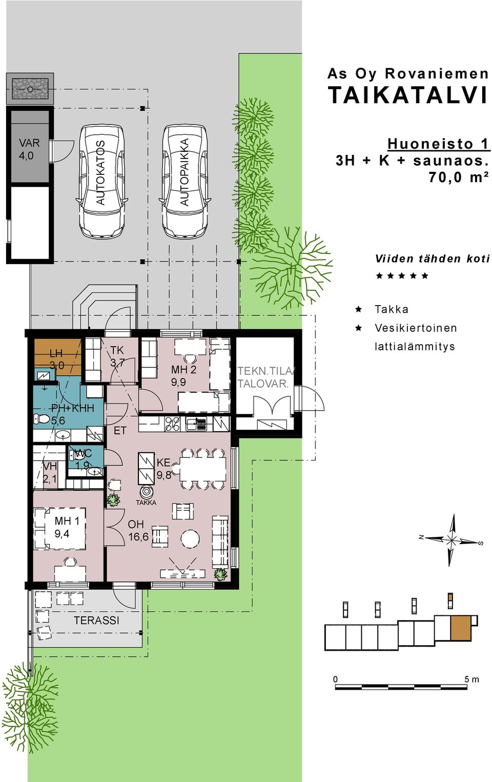 70,0 m² Vi iden t ähd en kot i Tak ka Ves ik iertoinen 3,0 3,7 MH