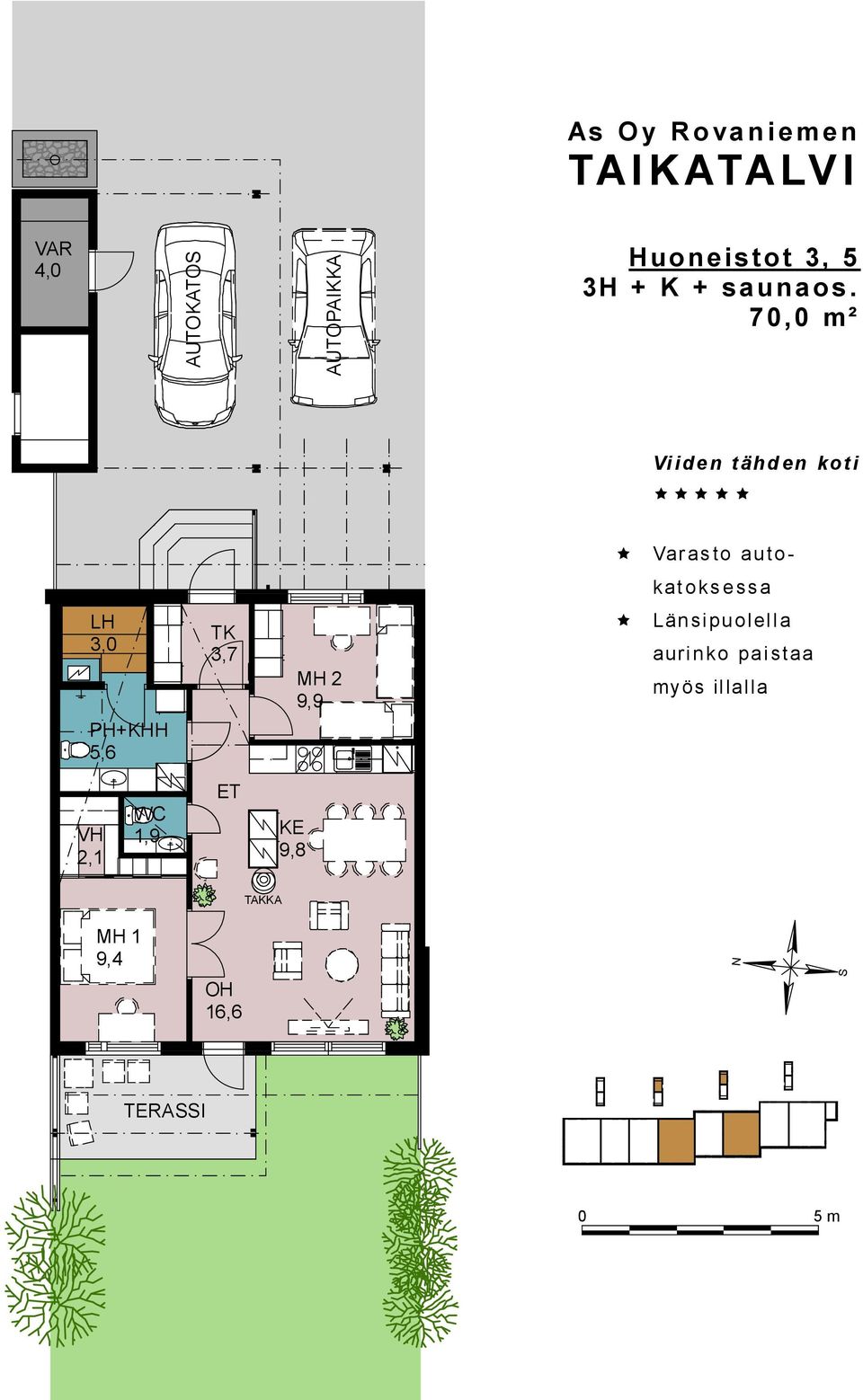 70,0 m² Vi iden t ähd en kot i Var as to autokat oks ess a 3,0 PH+KHH
