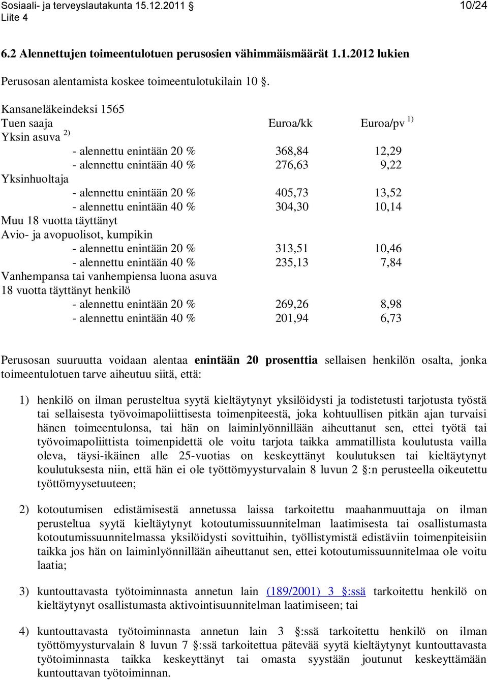 vuotta täyttänyt Avio- ja avopuolisot, kumpikin - alennettu enintään 20 % - alennettu enintään 40 % Vanhempansa tai vanhempiensa luona asuva 18 vuotta täyttänyt henkilö - alennettu enintään 20 % -