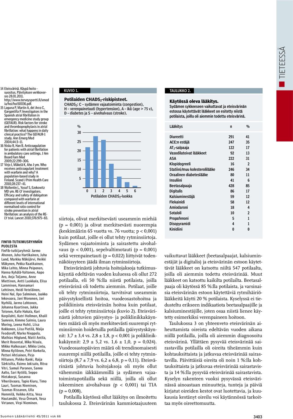 Risk factors for stroke and thromboprophylaxis in atrial fibrillation: what happens in daily clinical practice? The GEFAUR-1 study. Ann Emerg Med 2004;44:3 11. 16 Niska R, Han B.